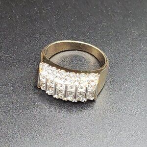 Gold-tone Multi-row Channel-Set Ring, Size 9